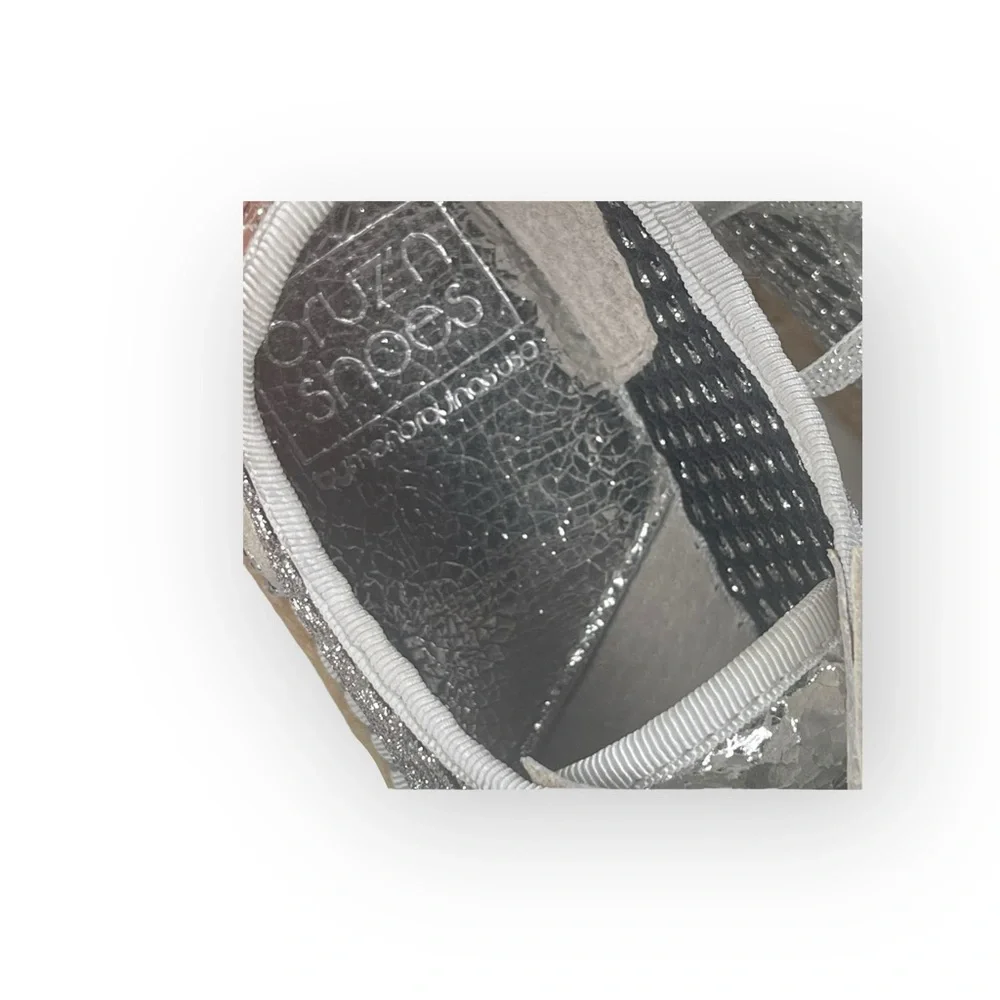 Cruz’n Shoes 𖦹 Handmade Double Sole Espadrilles 𖦹 Silver Metallic Crackle 𖦹 37